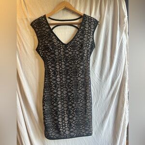 One Clothing Black Patterned Mini Dress